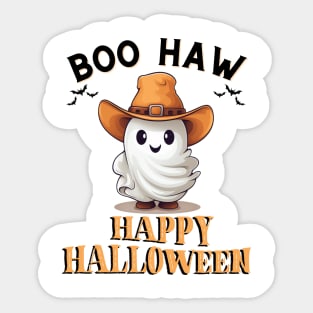 Boo Haw Ghost Funny Halloween Cowboy Western Ghoul Sticker